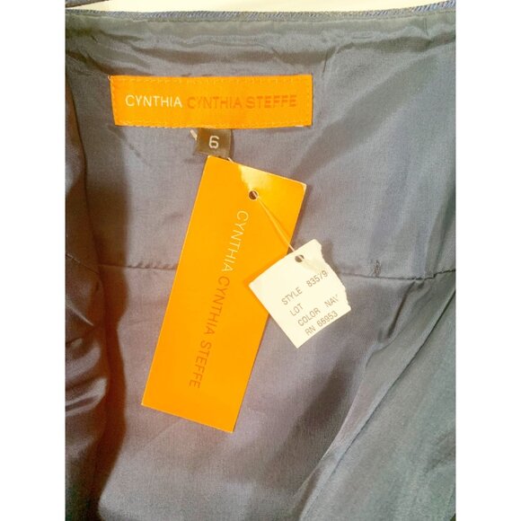 VTG Y2K Cynthia Cynthia Steffe Blue Damask Sweetheart Neck Romantic Dress Size 6 - Picture 4 of 16